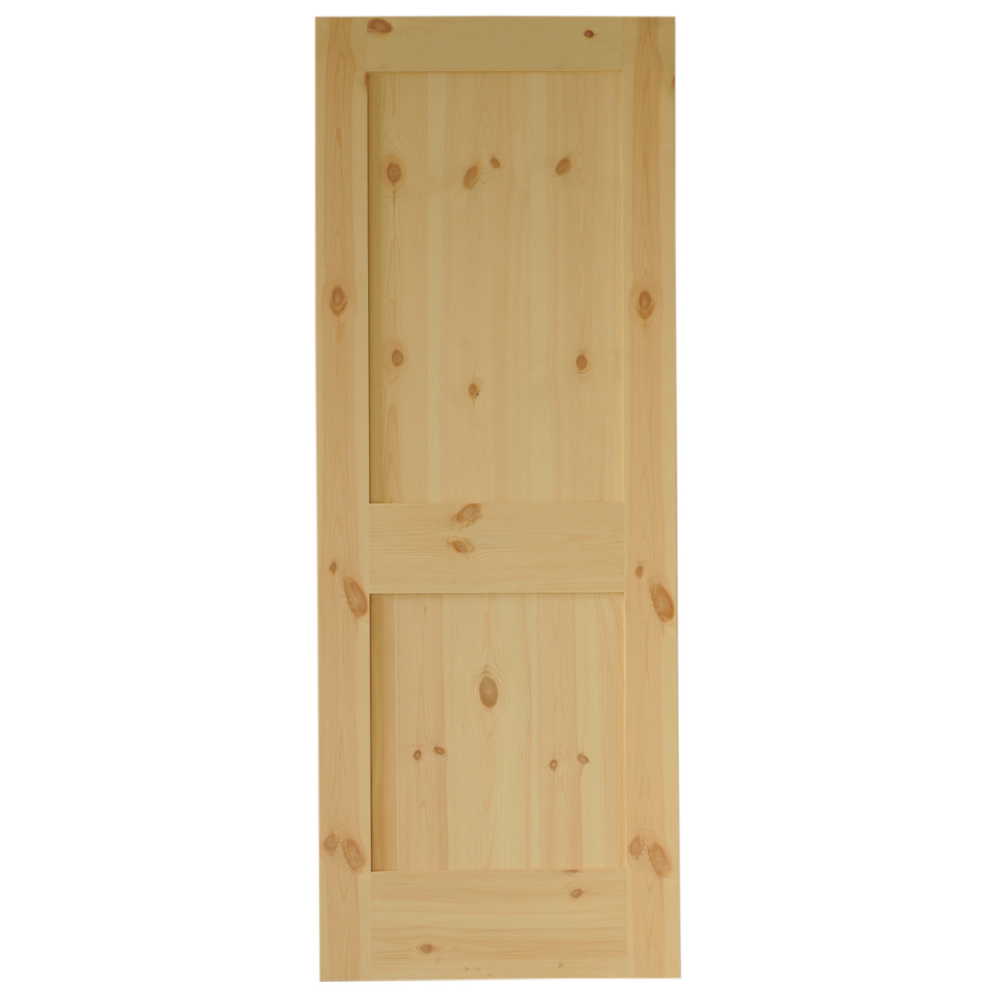 2 Panel Shaker Style Knotty Pine Door (Solid Core) - 34 X 80 - D2KP34